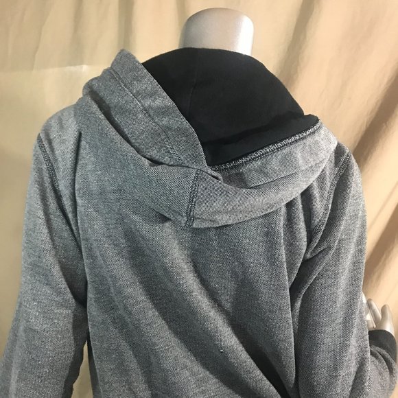 Prince & Fox Women's Medium Grey Black Zip Up Sweatshirt Hoodie - Picture 7 of 16